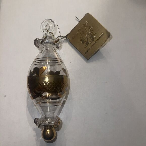 Valley Of The Kings Egyptian Glass Christmas Ornament Gold Detail 5” Long NEW - Picture 2 of 4